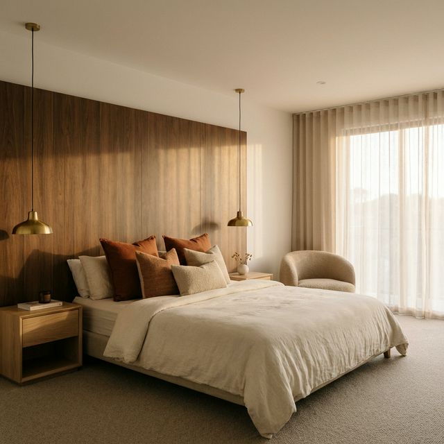 Dormitorio cálido con iluminación natural